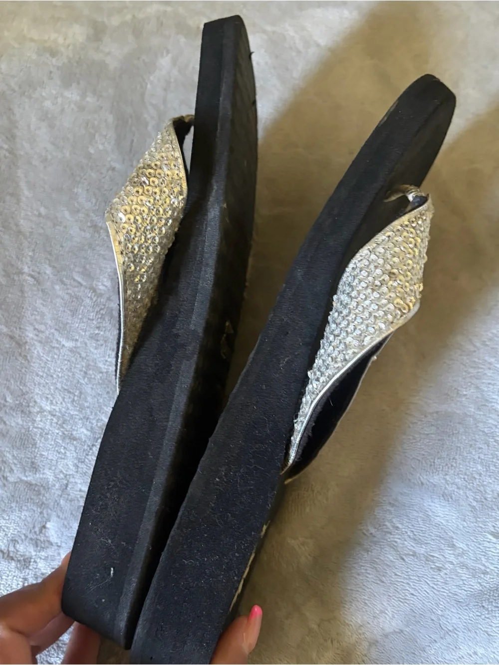 Yellow Box Gold Sequin Thong Sandals - Picture 4 of 6